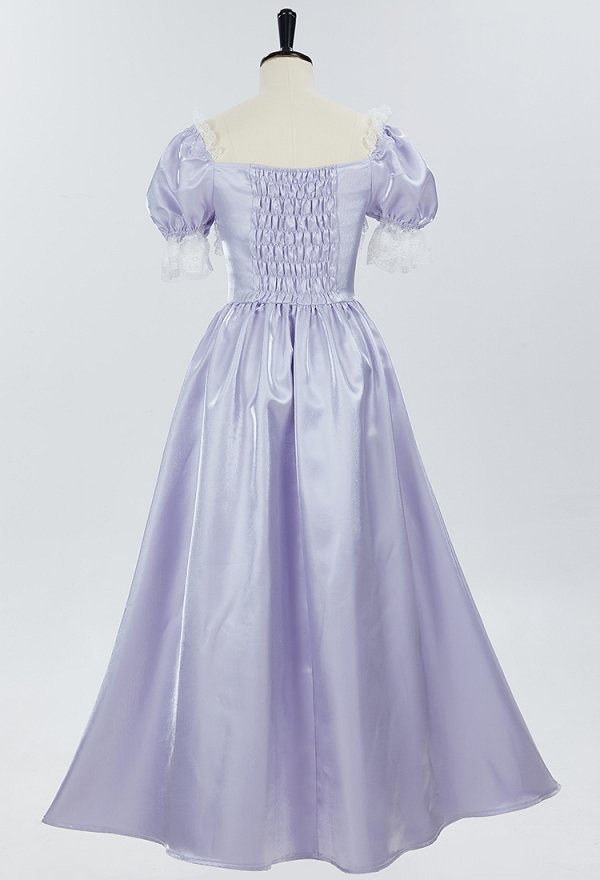 Medieval Renaissance Princess Dress Purple Puff Sleeves Lace Trim Dress Gown Cosplay Costume