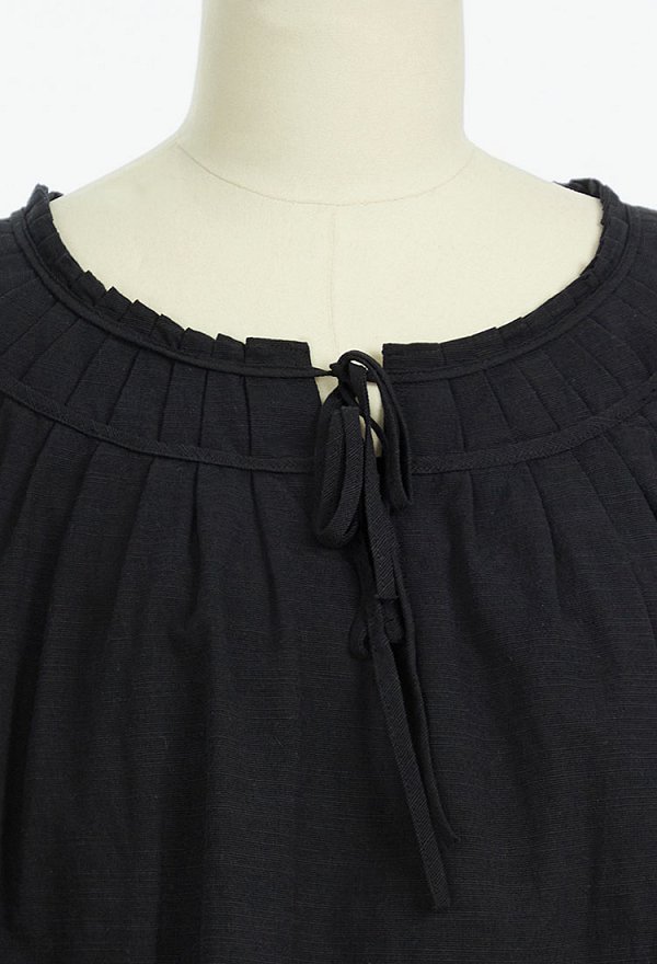 Medieval Renaissance Vintage Black Lace Up Long Sleeve Women's Blouse