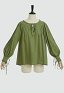Blusa medieval renacentista vintage verde de encaje de manga larga para mujer
