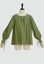 Blusa medieval renacentista vintage verde de encaje de manga larga para mujer