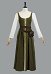Robe médiévale Renaissance Vert olive Robe longue vintage avec ceinture et poche