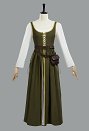 Vestido Medieval Renacimiento Verde Oliva Vestido Largo Vintage con Cinturón y Riñonera