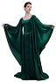 Medieval Costume Vintage Historical Dress Retro Dark Green Velvet Celtic Gown with Wide Sleeves