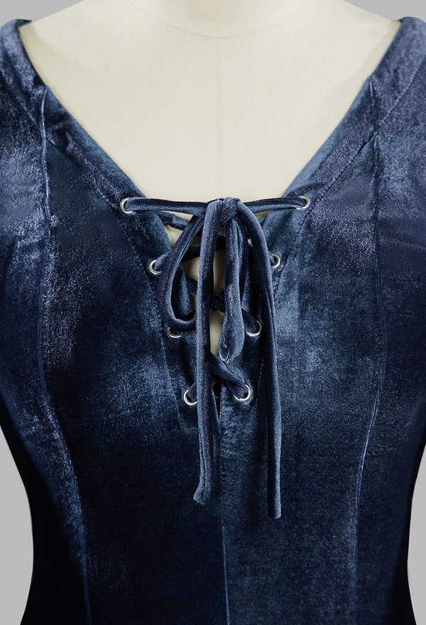 Medieval Renaissance Costume Fairy Style Gray Velvet Long Lace Up Dress Medieval Renaissance Costume Fairy Style Gray Velvet Long Lace Up Dress