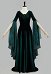 Mittelalterliches Renaissance Kostüm Elfenstil dunkelgrünes langes Samtkleid mit Schnürung