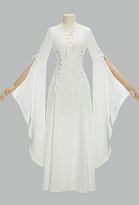 Medieval Renacentista Vintage Vestido blanco de novia de manga larga Medieval Renacentista Vintage Vestido blanco de novia de manga larga