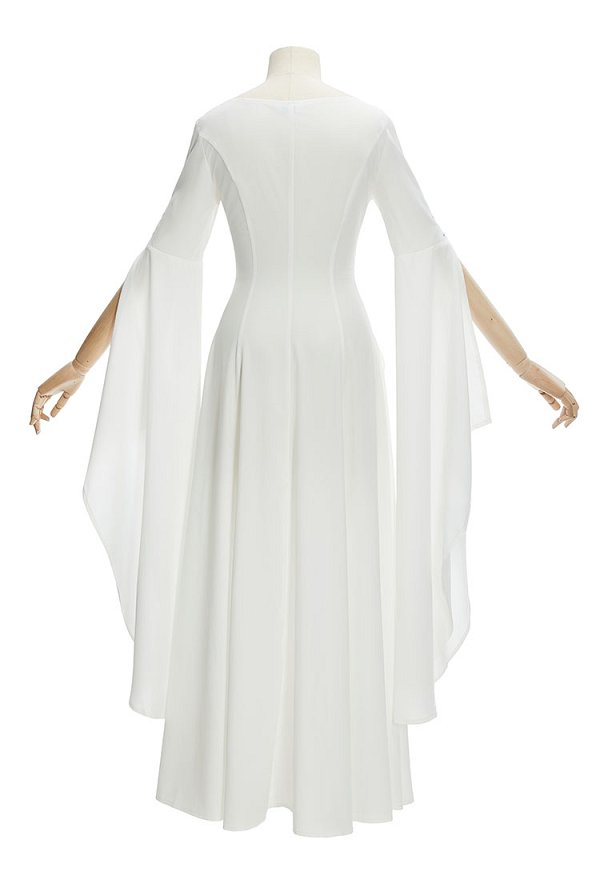 Medieval Renacentista Vintage Vestido blanco de novia de manga larga
