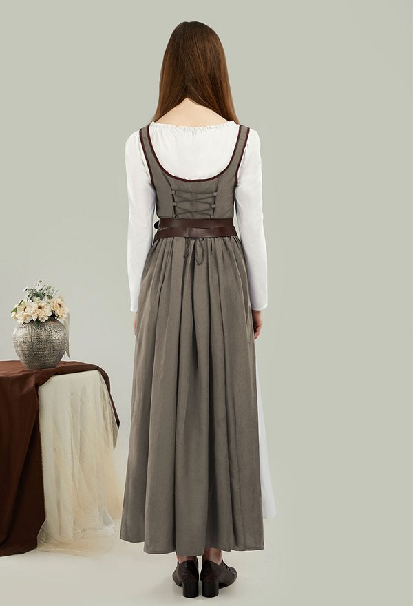 Medieval Renaissance Vestido largo retro con cinturón combinado con riñonera Medieval Renaissance Vestido largo retro con cinturón combinado con riñonera