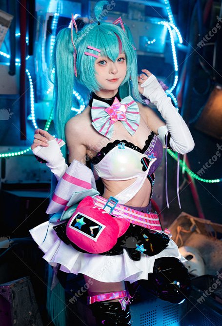Muse Dash Vocal Disfraz de Cosplay Top Corsé y Falda Corta Combinados con Riñonera y Adorno Para la Cabeza