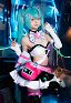 Vocal Cosplay Costume Tube Top et Jupe avec Sac de Taille et Accessoire de Cheveux