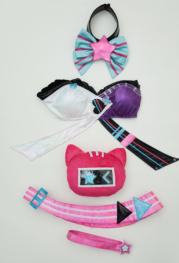 Vocal Cosplay Costume Tube Top et Jupe avec Sac de Taille et Accessoire de Cheveux Vocal Cosplay Costume Tube Top et Jupe avec Sac de Taille et Accessoire de Cheveux