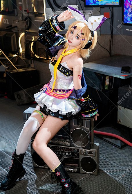 【Alta Calidad】Rin Disfraz de Cosplay Vestido y Chaqueta con Cinturón y Horquilla