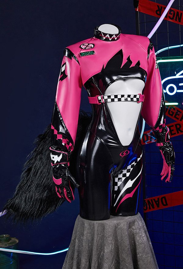 Muse Dash Rin Cosplay Kostüm Oberteil und Overall mit Handschuhen