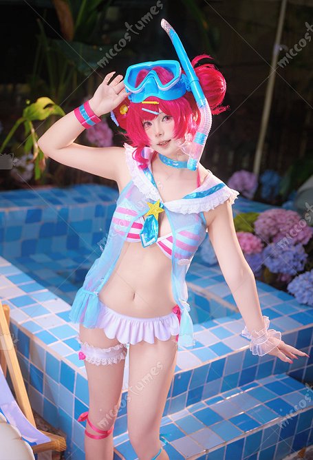 Muse Dash Diver Buro Skin Cosplay Kostüm BH und Höschen mit Überwurf und Accessoires
