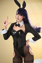 My Dress Up Dear Marin Cosplay Kostüm Schwarzer Bunny Girl Bodysuit Mantel mit Strümpfen Ohren Stirnband
