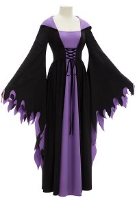 Maleficent Halloween Cosplay Costume Robe à manches larges noire et violette