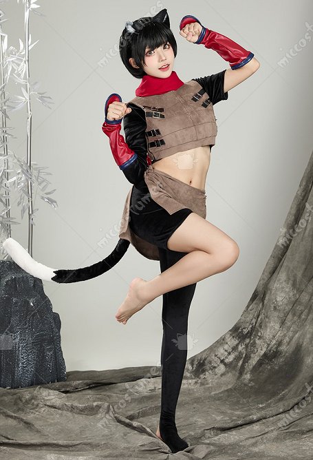 Delicioso disfraz de cosplay de Izutsumi en la mazmorra, camiseta corta y chaleco con delantal y pantalones