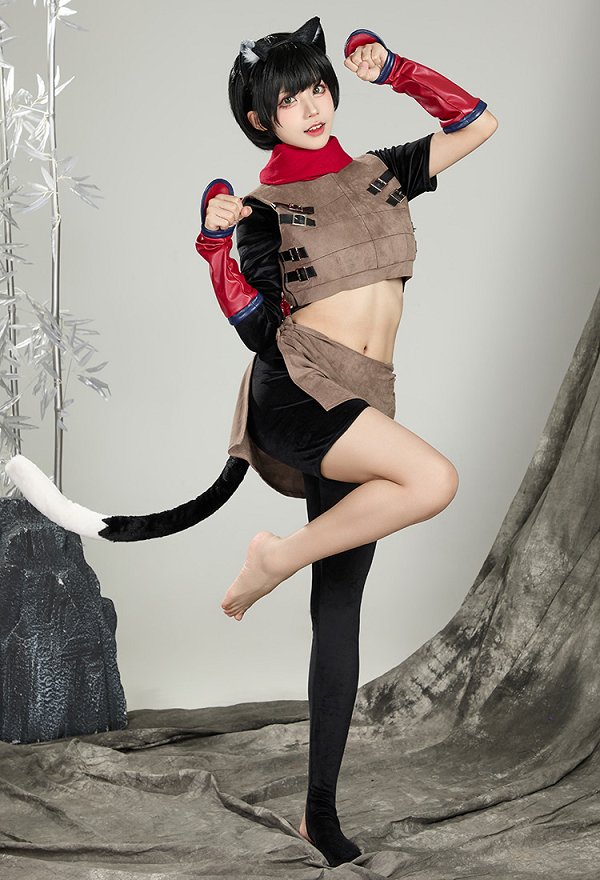 Gloutons et Dragons Izutsumi Costume de Cosplay Haut court et gilet assortis avec un tablier et un pantalon