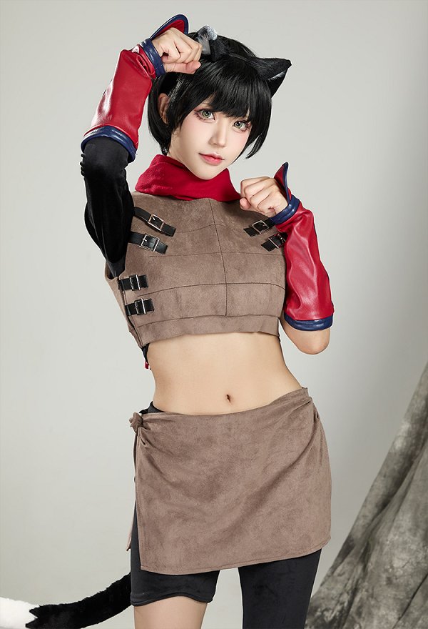 Gloutons et Dragons Izutsumi Costume de Cosplay Haut court et gilet assortis avec un tablier et un pantalon