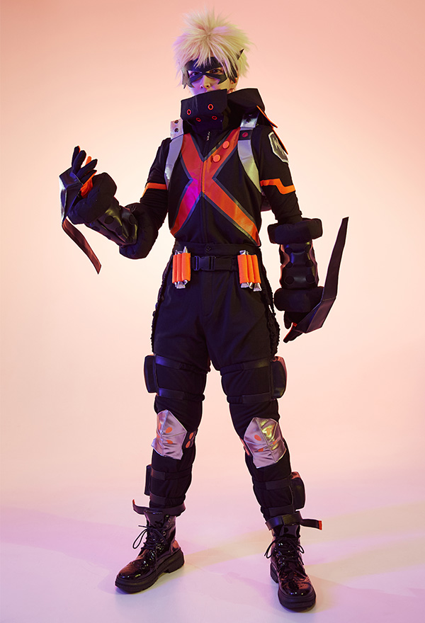 MHA Bakugou Winter Battle Suit Cosplay Costume Conjunto Completo con Guantes y Otros Accesorios y 