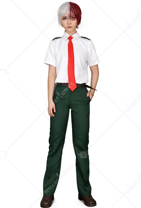 MHA Summer School Uniform Cosplay Costume for Men with Long Tie and Short Tie