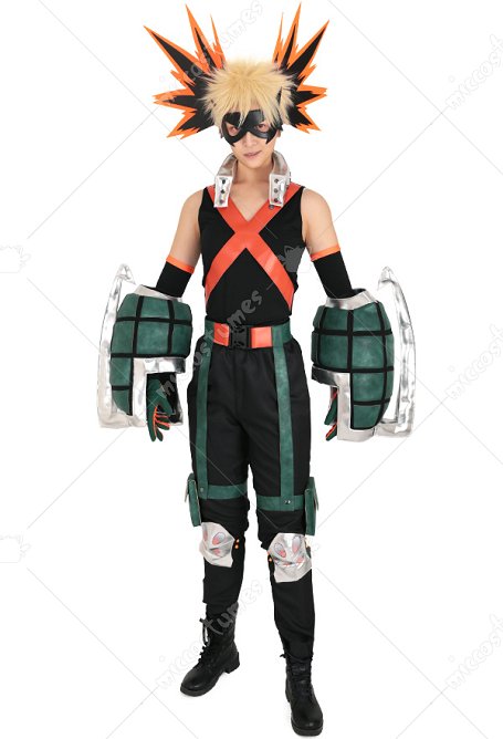 Mi Hero Academia Katsuki Bakugo Kacchan Cosplay Traje de Héroe de Conjunto Completo con Máscara y Guanteletes