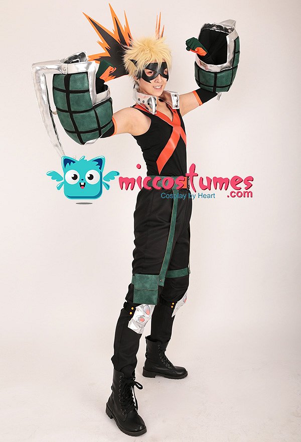 MHA Katsuki Bakugou Kacchan Cosplay Kostüm Full Set Hero Suit mit Handstulpen