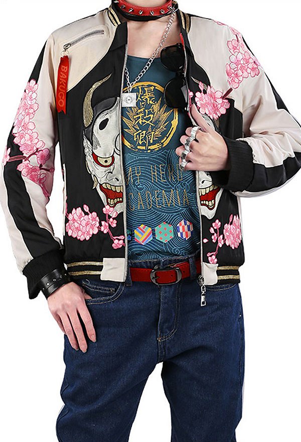 MHA Katsuki Bakugou Hero, estilo de revista, chaqueta estampada, uniforme diario, traje de cosplay