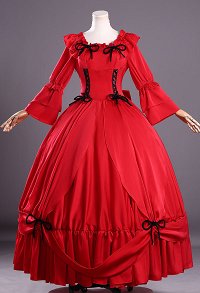 May I Ask for One Final Thing Scarlet Cosplay Costume Red Gown Dress with Bow and Earrings