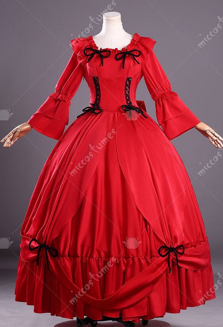 May I Ask for One Final Thing Scarlet Cosplay Costume Red Gown Dress with Bow and Earrings