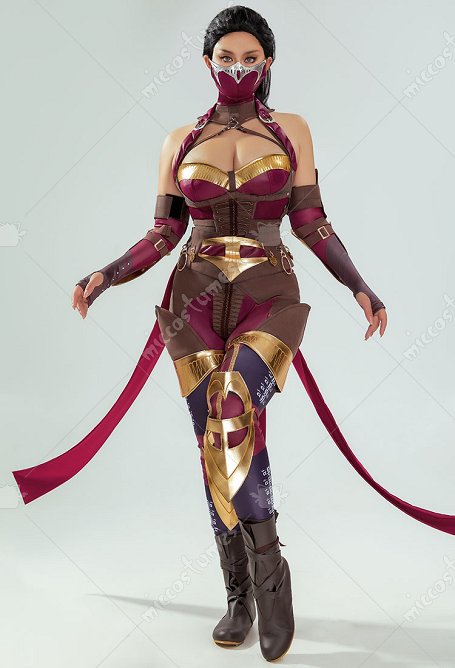Mortal Fight Mileena Cosplay Kostüm Oberteil lange Hose mit Handschuhen Weste