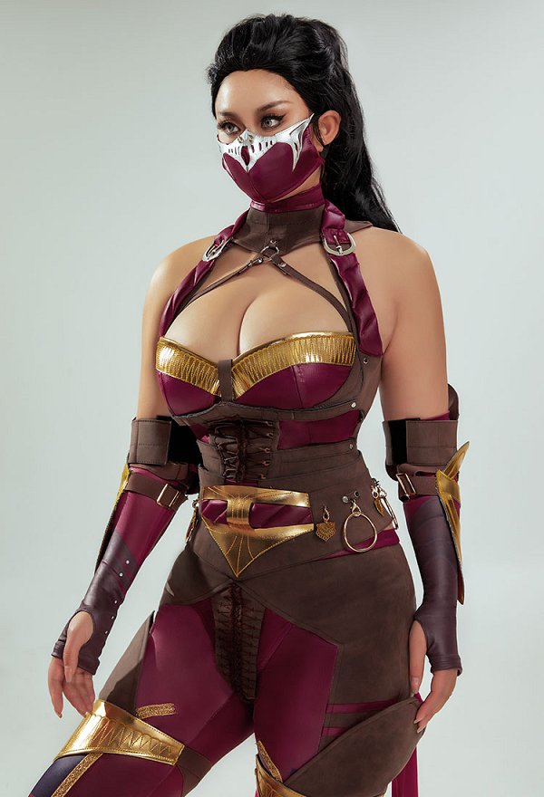 Mileena Cosplay Costume una Blusa de Tiras y Pantalones Largoscon Guantes y un Chaleco Mileena Cosplay Costume una Blusa de Tiras y Pantalones Largoscon Guantes y un Chaleco
