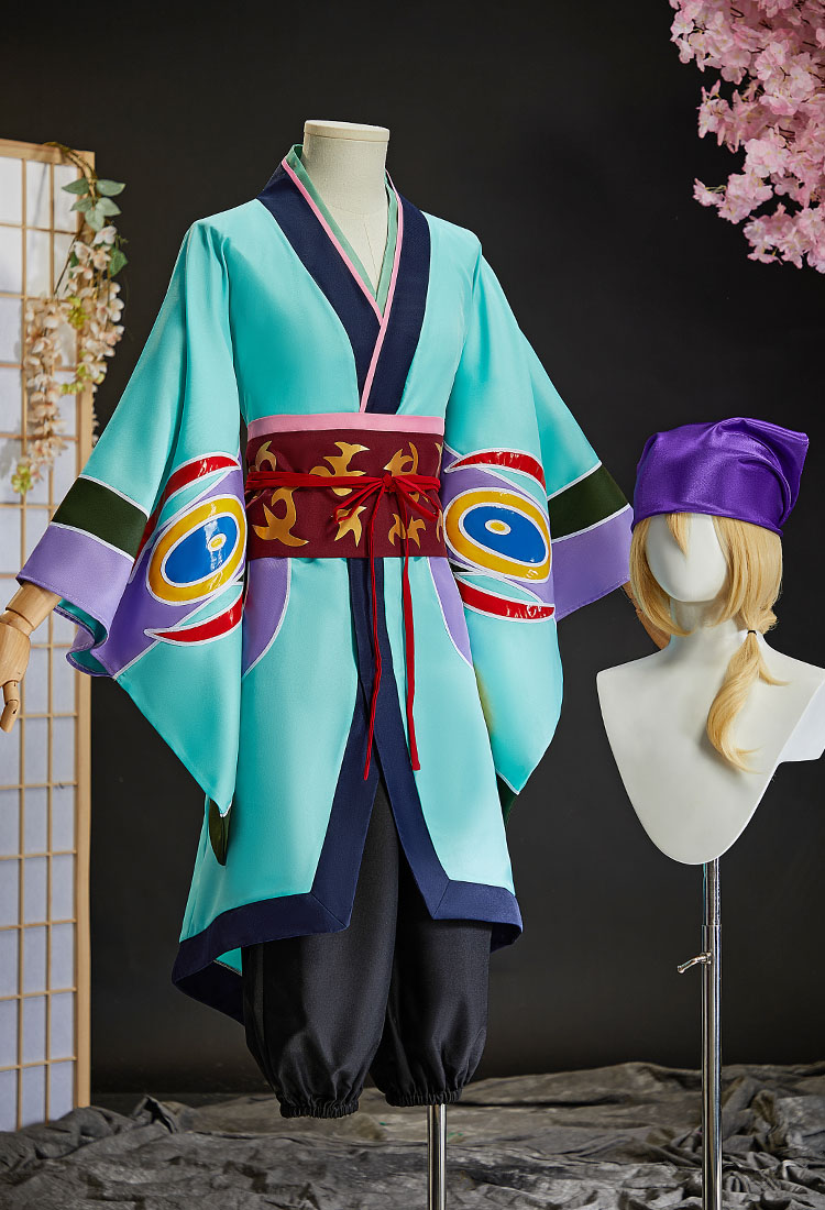 Mononoke Vendedor de Medicina Kusuriuri Cosplay Traje Kimono Abrigo Pantalones ondulantes con cinturón Obi
