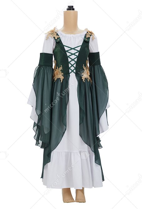 Niñas Medieval Renacentista Vestido de elfa con mangas