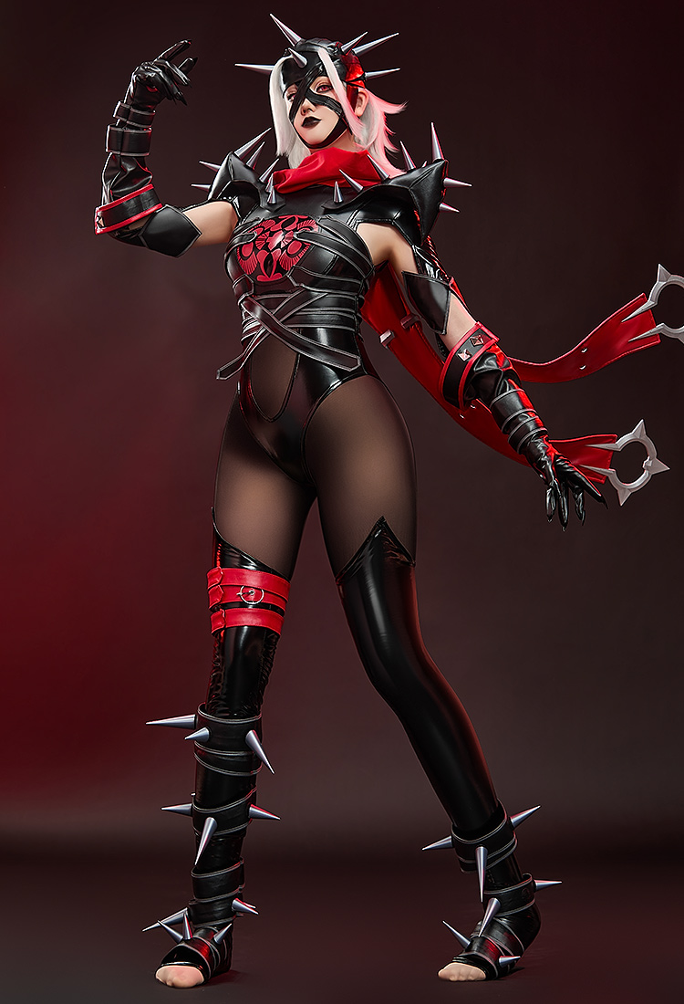 Rival Chica Sue Storm MALICE Skin Cosplay Costume Negro Rojo Body Full Set