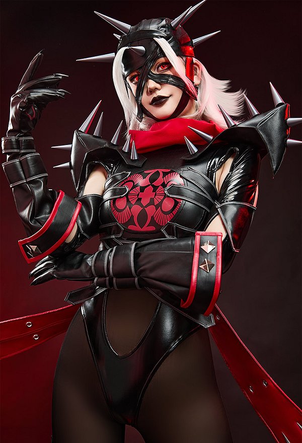 Rival Chica Sue Storm MALICE Skin Cosplay Costume Negro Rojo Body Full Set