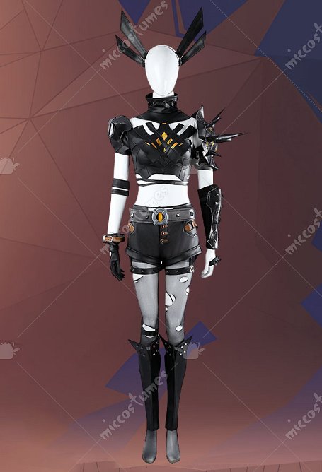 Rival Girl Super Heroine Sword Girl Cosplay Costume Top Short Full Set with Shoulder Armor