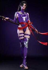 Rival Game Cosplay Costume Ninja Girl Purple Skin Bodysuit with Stocking Belt Premium Ver