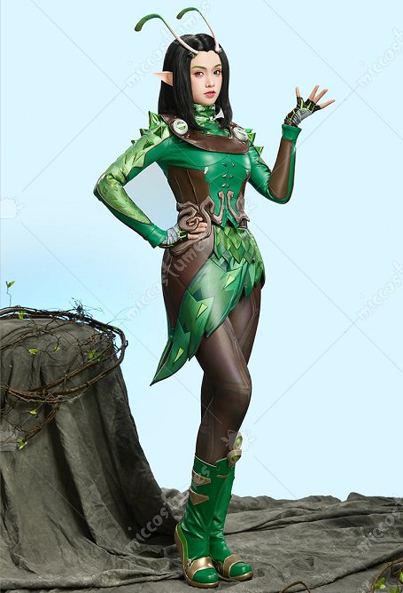 Rival Girls Mantis Cosplay Costume Top et jupe avec pantalon et oreilles