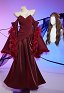 Superhero Dérivé Vin Robe rouge à épaules dénudées avec cape en fourrure et masque