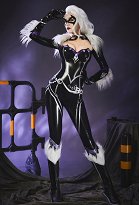 Costume de Cosplay de Black Cat de Rival Girl Combinaison avec Gants et Masque Domino
