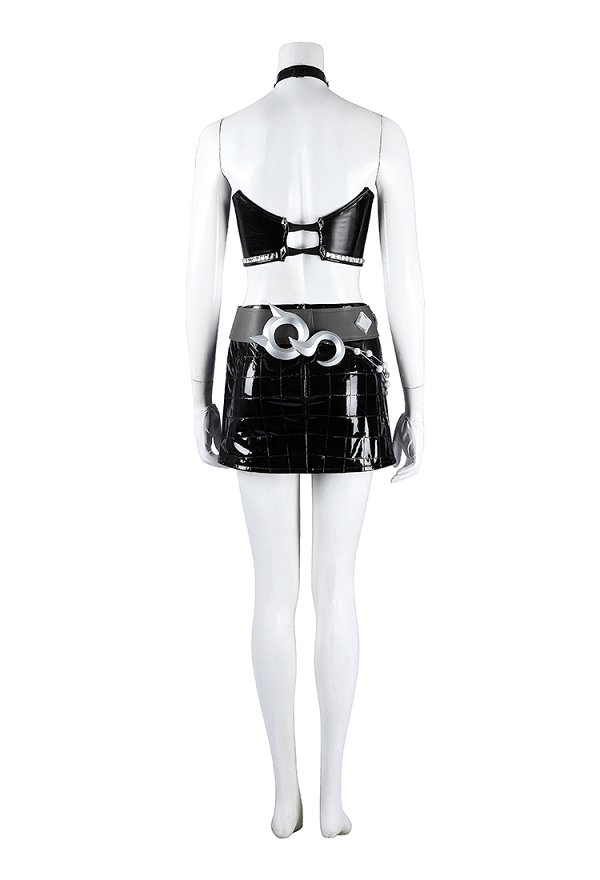 Disfraz de Cosplay de Rival Girl Black Cat Urban Paws Skin con Top y Falda con Shorts y Cinturón Disfraz de Cosplay de Rival Girl Black Cat Urban Paws Skin con Top y Falda con Shorts y Cinturón