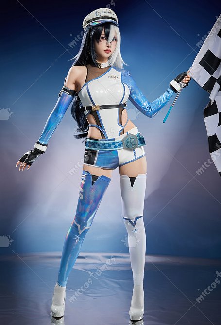 Rival Girl Luna Snow Sonic Trailblazer Skin Costume de Cosplay Bodysuit et Short avec Chapeau et Couvre-jambes