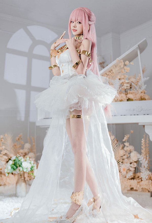 Vocal Luka Disfraz de Cosplay Vestido y cinturón de cintura con brazalete y decoración de auriculares combinados