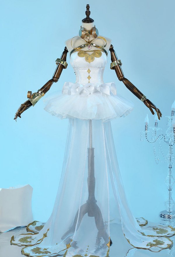 Vocal Luka Disfraz de Cosplay Vestido y cinturón de cintura con brazalete y decoración de auriculares combinados