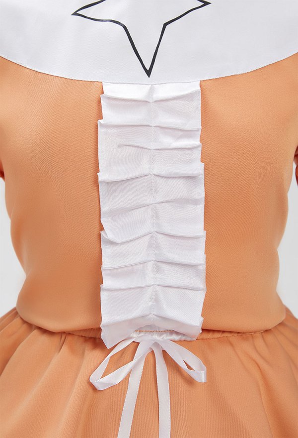 Monogatari Series Ononoki Yotsugi Cosplay Costume Puffy Sleeve Blouse and Skirt with Doll Head Accessory and Socks