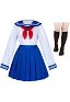 MiSide Mita Cosplay Costume Sailor Blanc Bleu Haut Jupe avec Chaussettes Nœud papillon