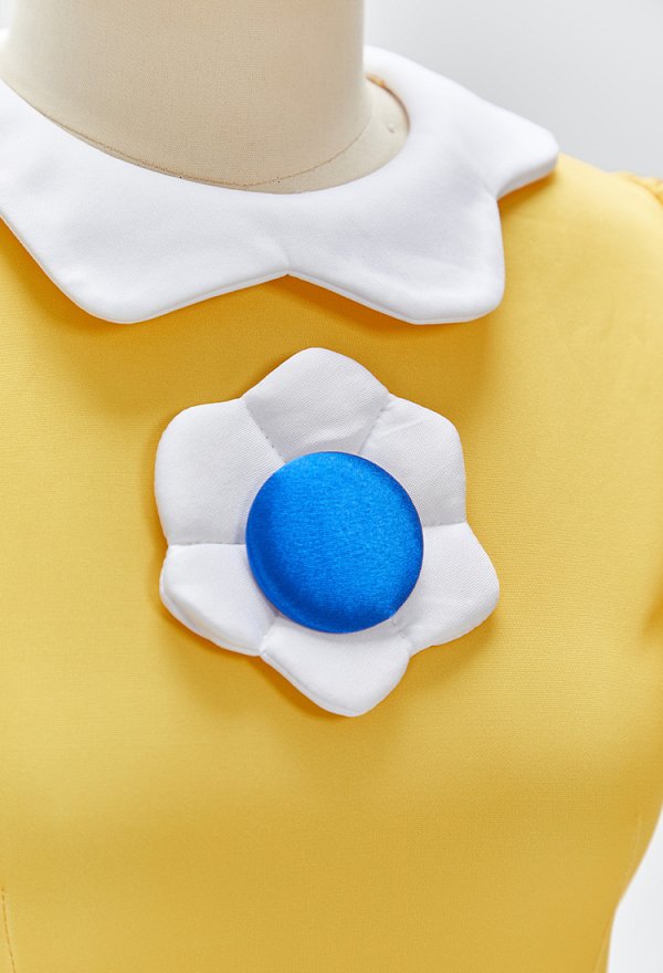 Disfraz de Cosplay de Princesa Daisy con Vestido Estampado y Pendientes