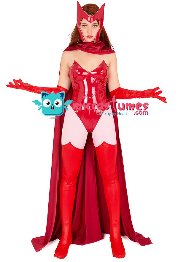 Super Heldin Cosplay Kostüm Bodysuit Inspiriert von Scarlet Witch mit Umhang Super Heldin Cosplay Kostüm Bodysuit Inspiriert von Scarlet Witch mit Umhang