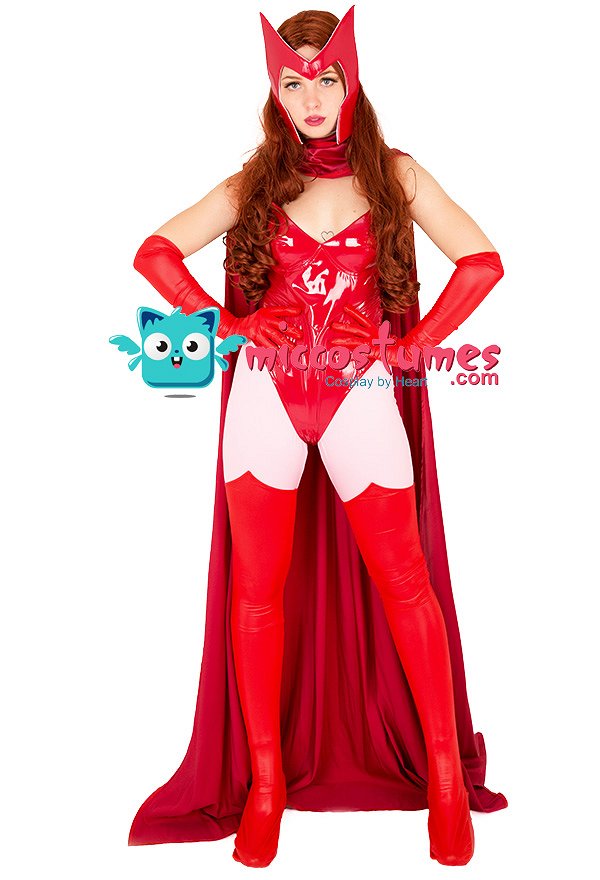 Super Heldin Cosplay Kostüm Bodysuit Inspiriert von Scarlet Witch mit Umhang